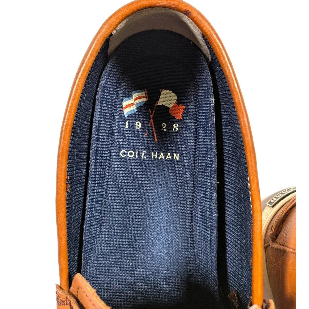 Cole Haan Grand.OS Nantucket Penny Loafers Brown Tan Leather Preppy Mens Sz 8.5M